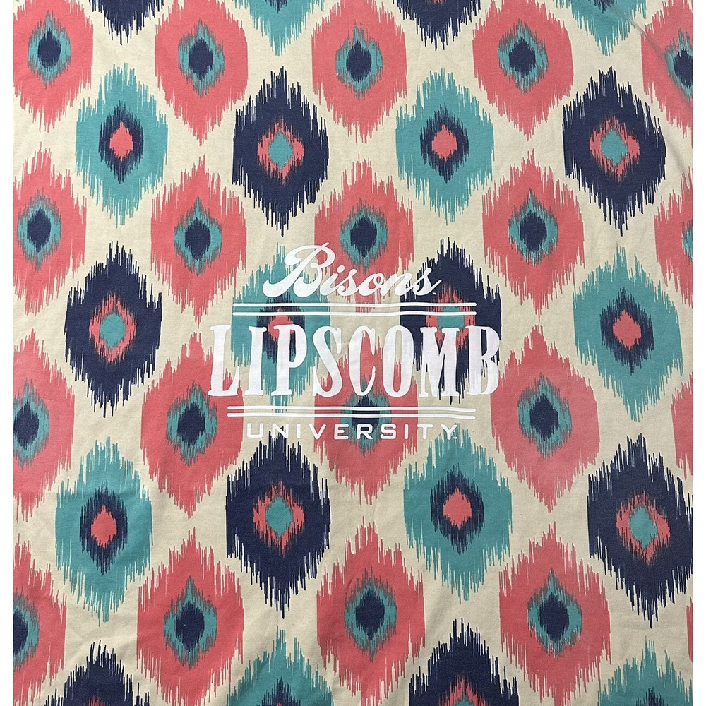Lipscomb‎ University Blanket Throw IKat Pastel Pink Green Purple Cream 86" x 49"